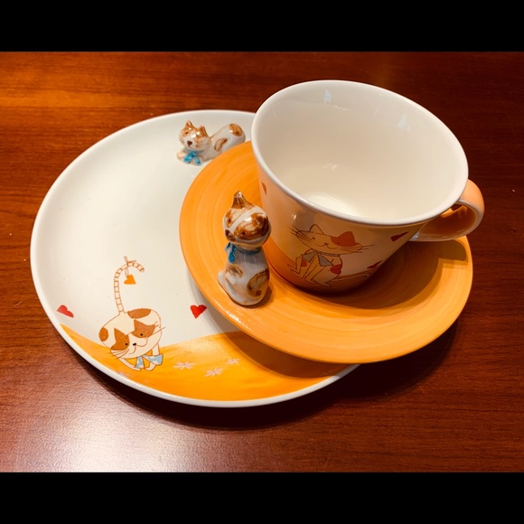 For Cat lovers Porcelain Coffee Tea Set with cat - Picture 3 of 9